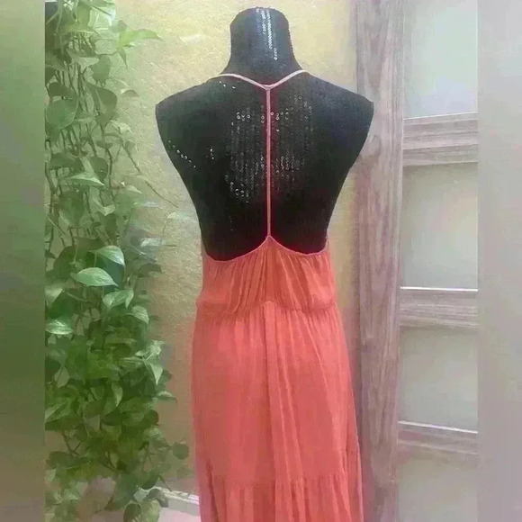 UmGee Boho Rust Color Tiered Maxi Dress Size L - Picture 4 of 6